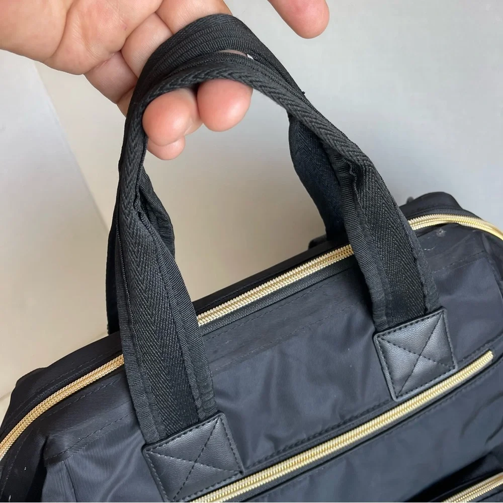 Skip Hop Diaper Bag Backpack: Mainframe Large Capacity, Black with Gold Trim